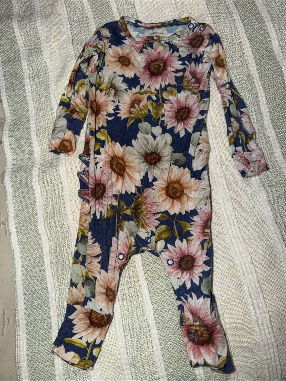 Posh Peanut Navy Sunflower Floral Footie